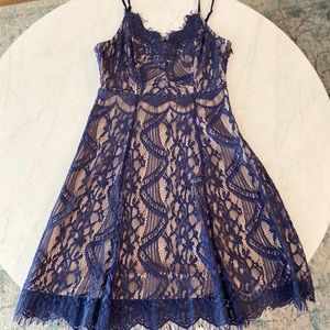 Aqua Spaghetti Strap Lace Dress